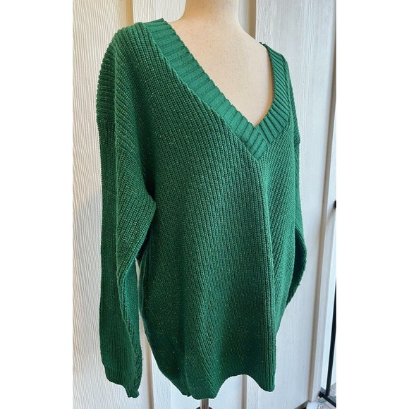 Objectivity Green Metallic Sweater XL Vintage 1980's - Picture 3 of 7